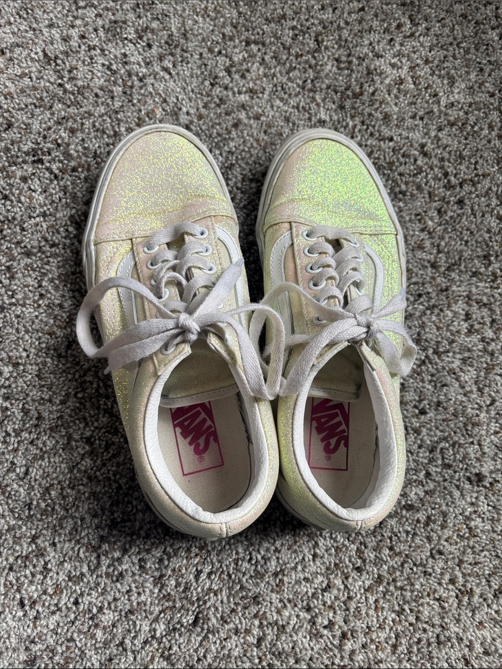 Vans Women's Iridescent Glitter Low-Top Sneakers - Cream/Opal Sheen